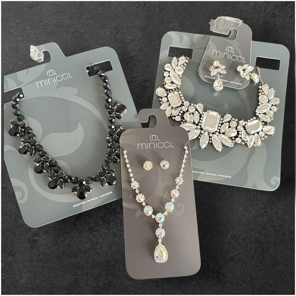 Minicci Jewelry Lot Prom Special Occasion Necklace Earring Set